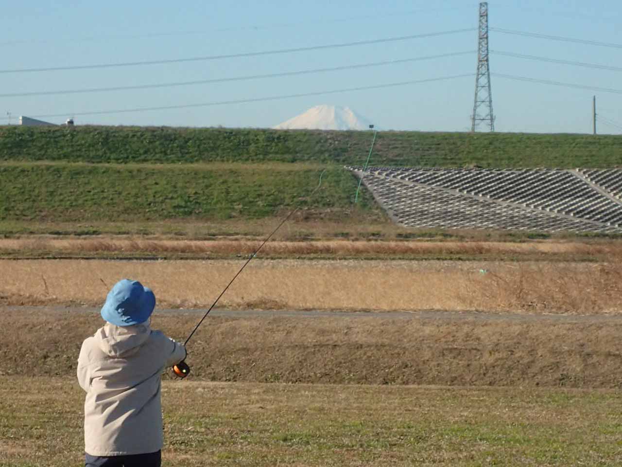 荒川の河川敷にて